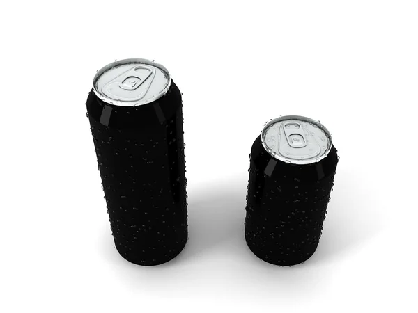 3D-Abbildung von zwei schwarzen Aluminiumdosen — Stockfoto