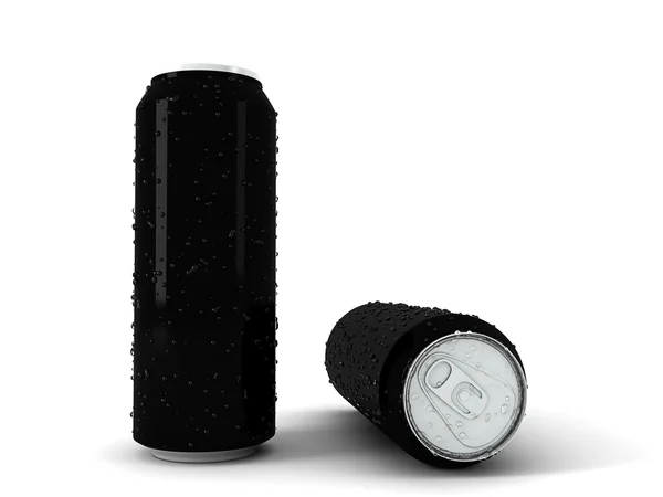 Illustration Two Black Aluminum Cans White Background — Stock Photo, Image