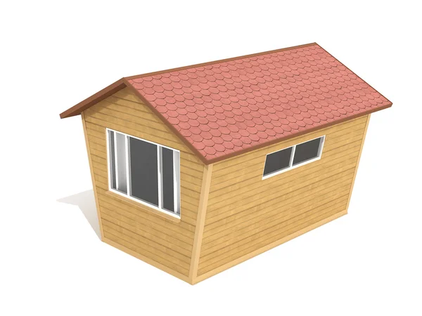Дерев'яний будинок 3D ілюстрація — стокове фото