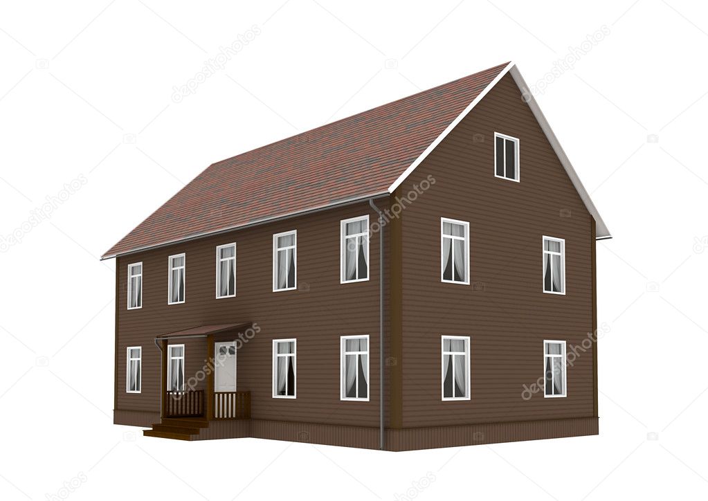 Two storey house on white backgroun