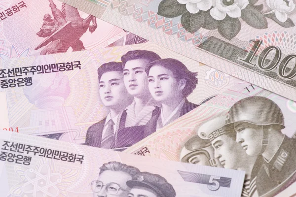 Банкнота Північної Кореї Колаж — стокове фото