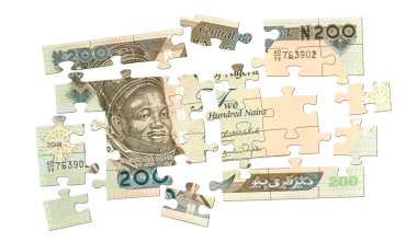 Cash Puzzle from 200 naira banknote clipart