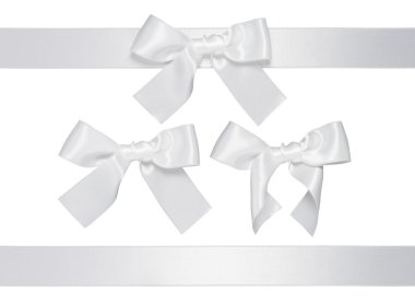 White multiple ribbon with bow, isolated