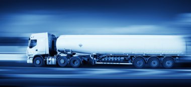 Fuel truck in motion, monohromatic clipart