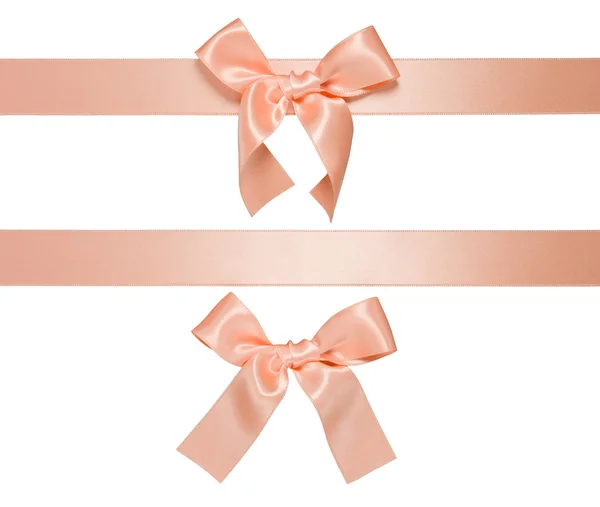 Multiple cream-rose horizontal ribbon with bow — Zdjęcie stockowe