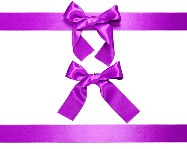 Multiple violet horizontal ribbon with bow — Stock Photo, Image