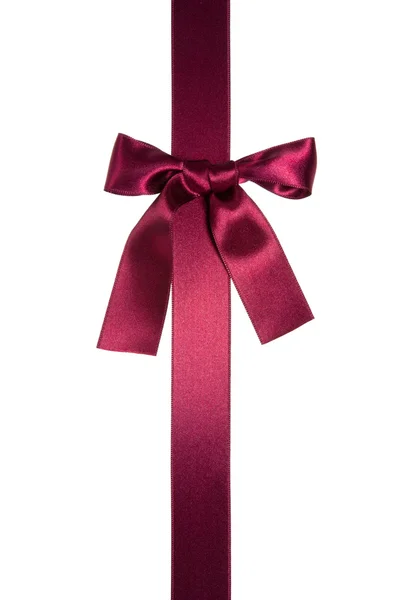 Dark-red vertical ribbon with bow — Stock Photo, Image