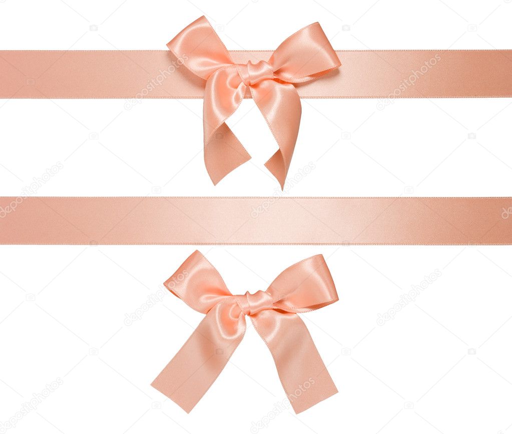 Multiple cream-rose horizontal ribbon with bow