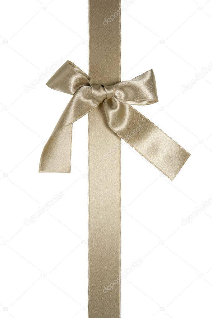 Dark-khaki vertical ribbon with bow