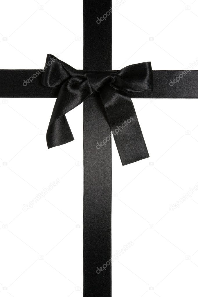 Black vertical cross ribbon with bow