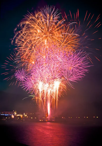 Colorful Fireworks Black Sky Background — Stock Photo, Image