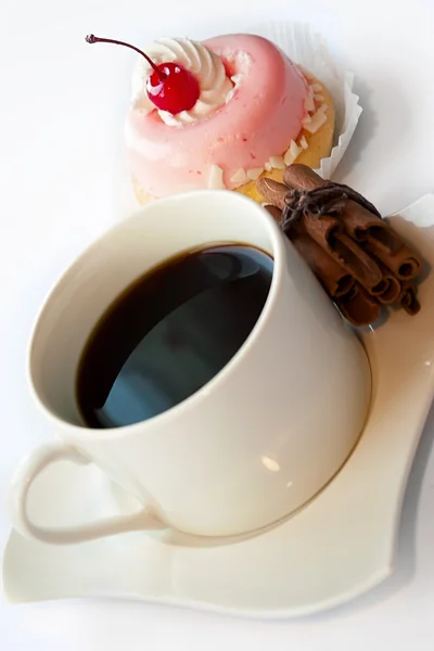 Чашка Кофе Вкусный Торт — стоковое фото