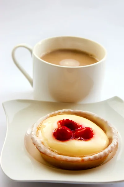 Eine Tasse Kaffee Latte Und Leckeren Kuchen — Stockfoto