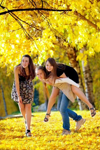 Many young girls in the park — Stock Photo, Image