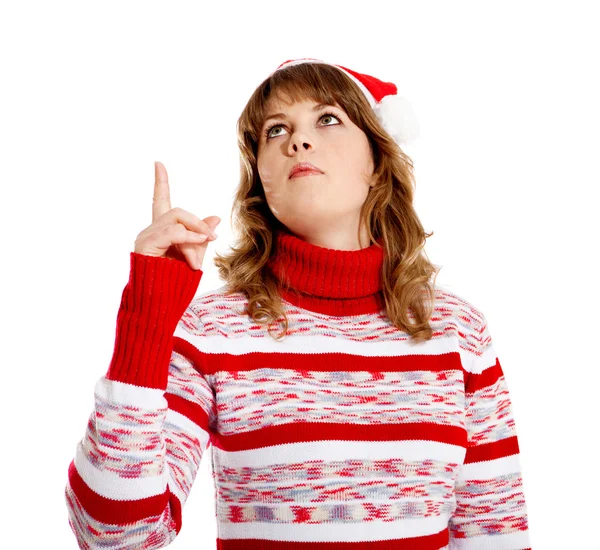 Woman in christmas hat — Stock Photo, Image