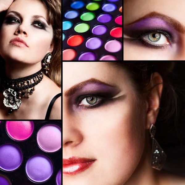 Makeup. Collage. — Stock Photo, Image