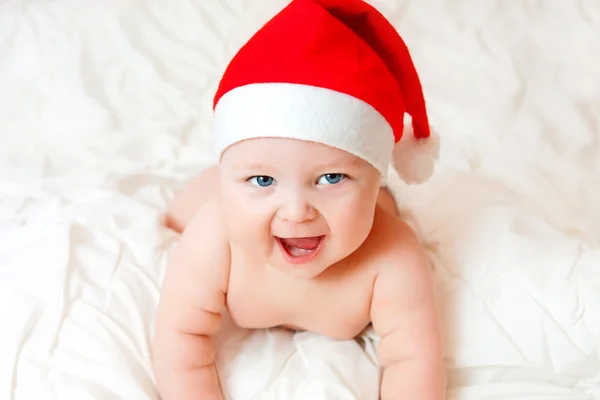 크리스마스 모자에 있는 아기 — 스톡 사진