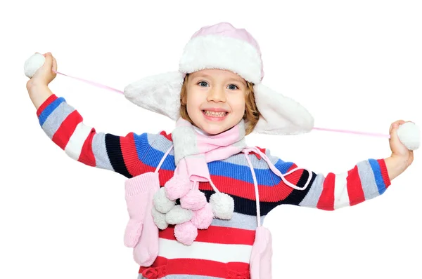 Счастливая зимняя девочка — стоковое фото