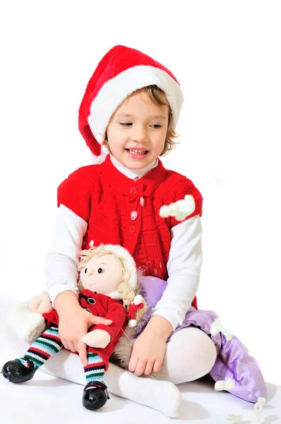 Happy playing santa girl — Stock Photo, Image