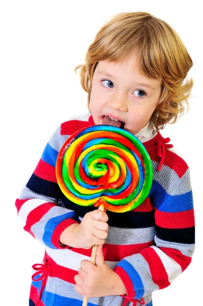 Portrait of girl with lollipop Stock Picture