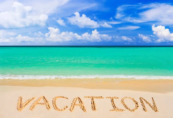 Word Vacation on beach — Stock Photo, Image