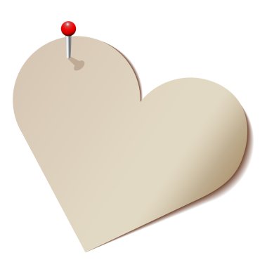 Paper heart pinned to the wall. clipart