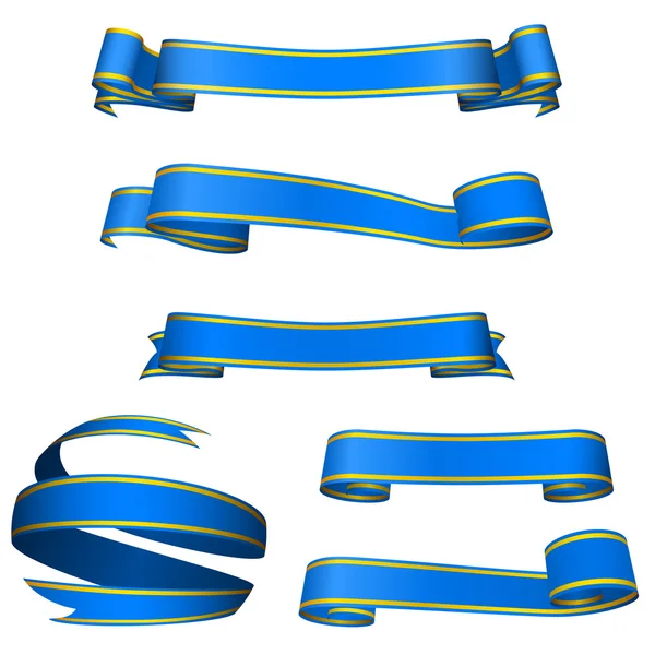 Ensemble Vectoriel Magnifiques Bannières Bleues Isolées Sur Fond Blanc — Image vectorielle