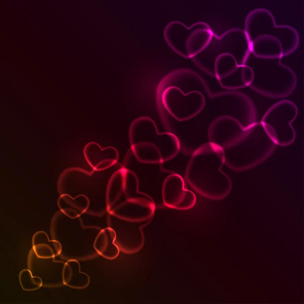 Abstrakte Rote Und Rosa Leuchtende Herzförmige Lichter — Stockvektor