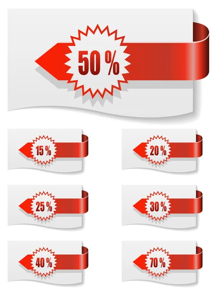 Étiquettes de réduction rouge plié autour du papier . — Image vectorielle