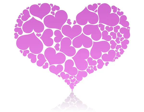 Grande Forme Coeur Rose Composée Petits — Image vectorielle