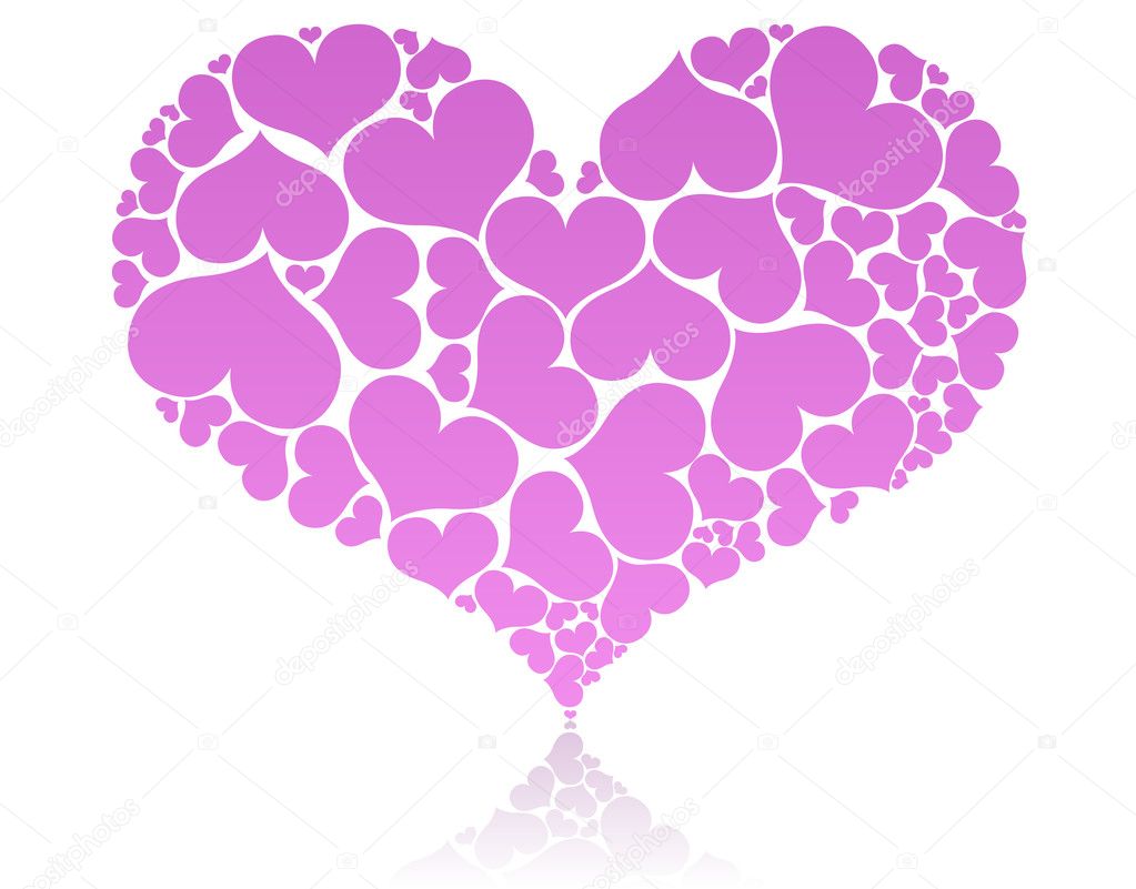 Big pink heart shape comprised by smaller ones.