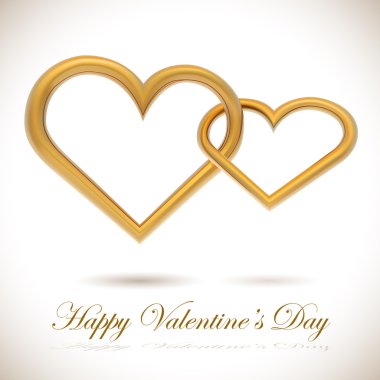 Two golden hearts linked together clipart