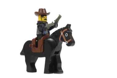 Cowboy toy on a horse lego clipart