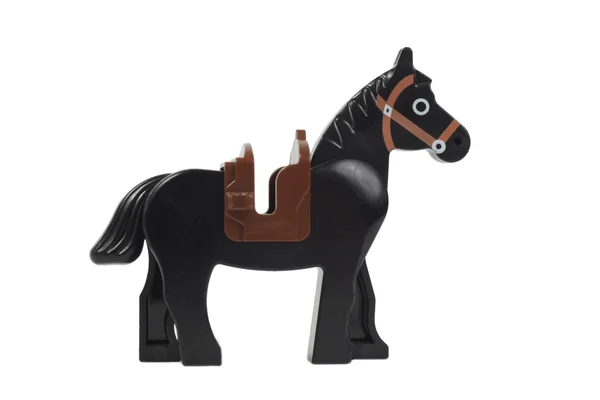 Svart häst leksaken lego — Stockfoto