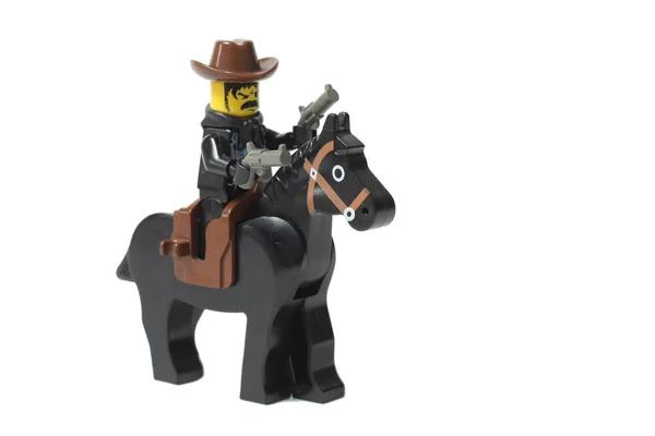 Cowboy toy on a horse lego — Stock Photo, Image