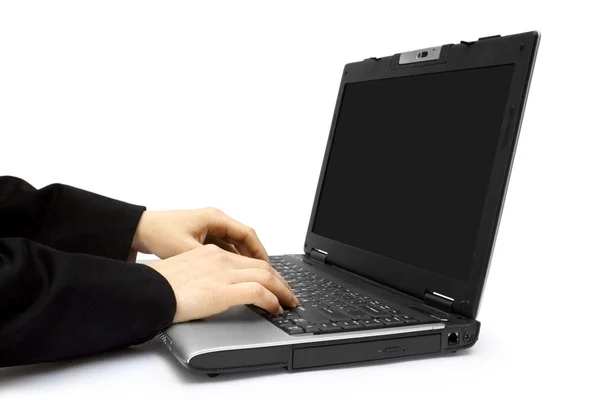 Kezek-on laptop — Stock Fotó
