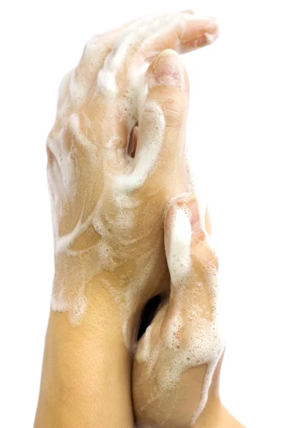 Sabão mãos femininas — Fotografia de Stock