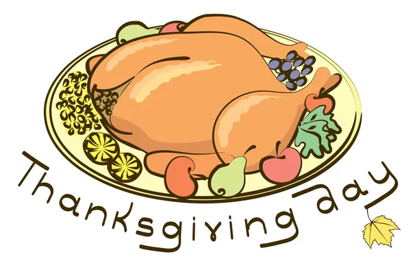 Dinde rôtie et texte pour les vacances Thanksgiving jour — Photo
