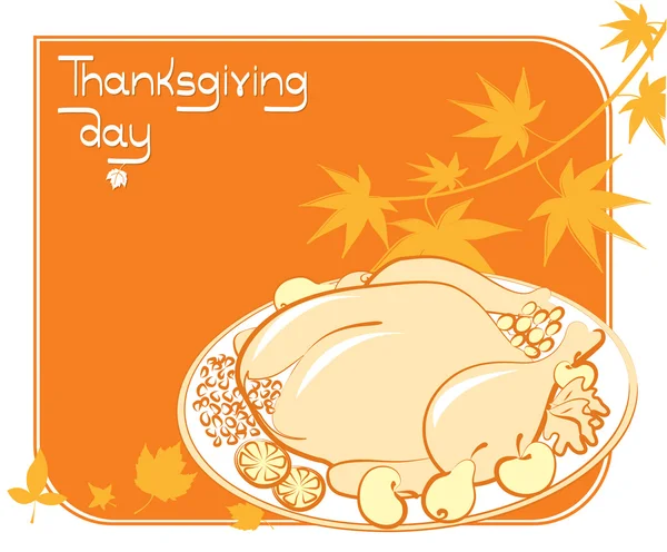 Dinde rôtie et texte pour les vacances. Vector Thanksgiving day — Photo