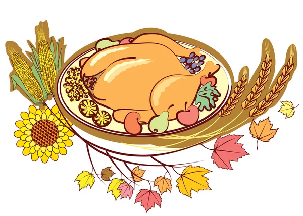 Roast turkey and text for holiday Thanksgiving day — Stock Photo, Image