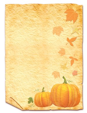 Pumpkins on old paper texture clipart