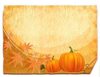 Pumpkins on old paper texture clipart