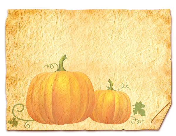 Pumpkins on old paper texture — Stock Photo, Image