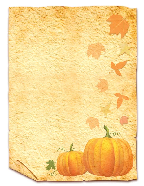 Pumpkins on old paper texture — Stock Photo, Image