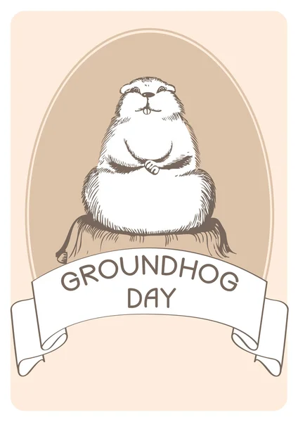 Groundhog Day Met Tekst Vector Grafische Briefkaart — Stockvector