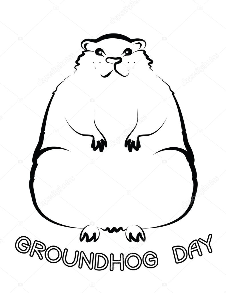 Groundhog day with text. Vector graphic postcard