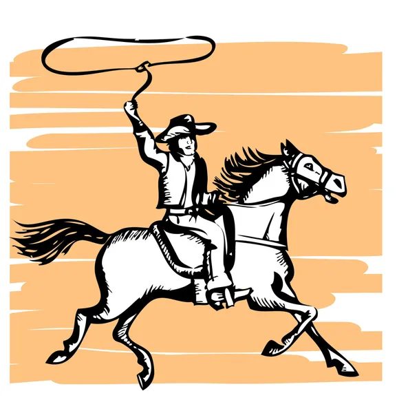 Cowboy en paard — Stockvector