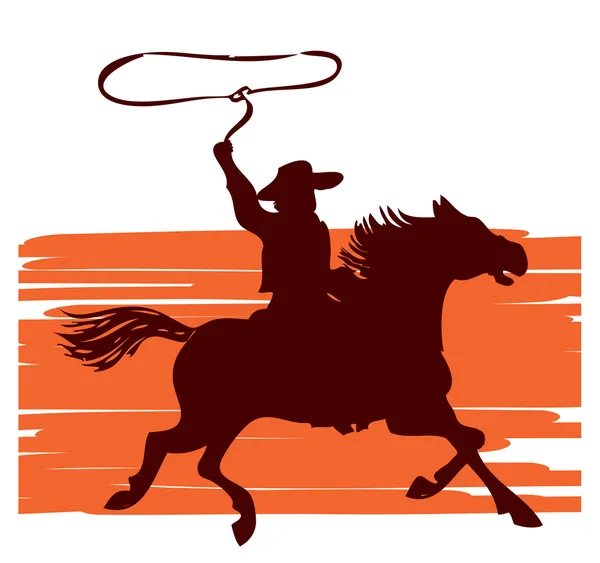 Cowboy Pferd Mit Lasso Vector Grafik — Stockvektor