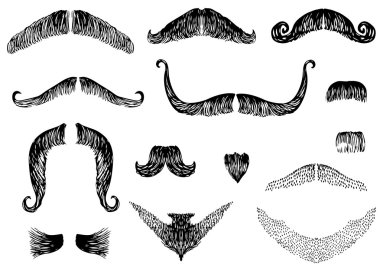 Vector mustaches on white for design clipart