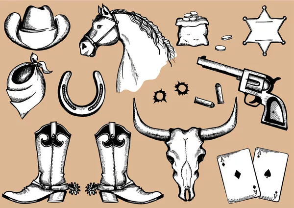 Éléments vectoriels de cow-boy pour la conception — Image vectorielle